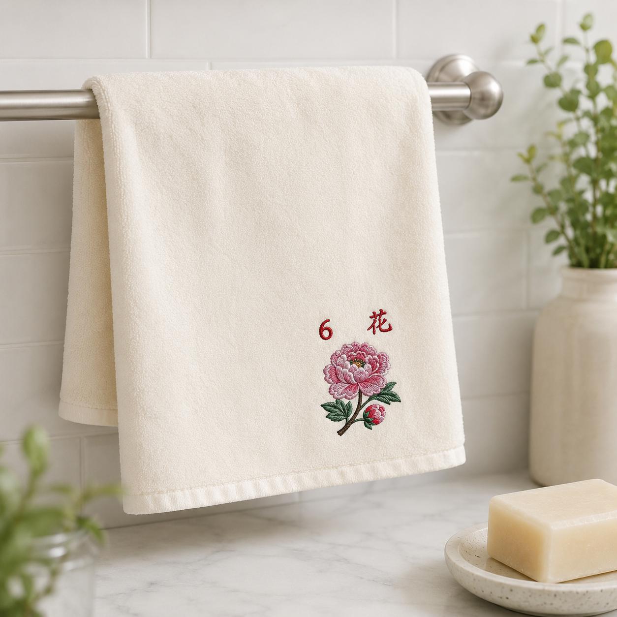 Mahjong Flower Tiles Embroidery Design Bundle, Floral Mahjong Machine Embroidery, Cocktail Napkin Stitch Design, 5 sizes, Digital Download - image 5