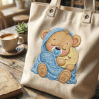 Sleeping Baby Bear Embroidery Design, Teddy Bear Moon Machine Embroidery File, Nursery Blanket Pattern, 5 sizes, Digital Download - image 5