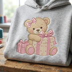 Teddy Bear Gift Box Embroidery Design, Cute Birthday Bear Machine Embroidery File, Baby Girl Pattern, 5 sizes, Digital Download - image 3