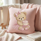 Birthday Teddy Bear Embroidery Design, Pink Cake Bear Machine Embroidery File, Baby Girl Nursery Stitch, 5 sizes, Digital Download - image 7