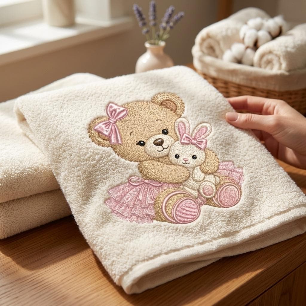 Teddy Bear Bunny Hug Embroidery Design, Cute Baby Girl Machine Embroidery File, Nursery Bear Pattern, 5 sizes, Digital Download - image 5