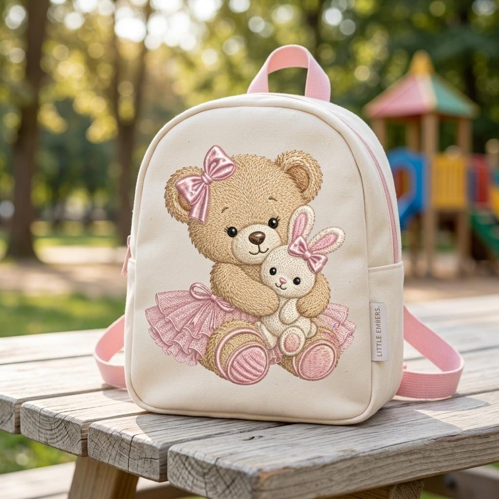 Teddy Bear Bunny Hug Embroidery Design, Cute Baby Girl Machine Embroidery File, Nursery Bear Pattern, 5 sizes, Digital Download - image 7