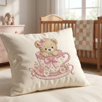 Teddy Bear Teacup Embroidery Design, Cute Pink Tea Cup Bear Machine Embroidery File, Baby Girl Nursery, 5 sizes, Digital Download - image 6