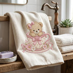 Teddy Bear Teacup Embroidery Design, Cute Pink Tea Cup Bear Machine Embroidery File, Baby Girl Nursery, 5 sizes, Digital Download - image 5