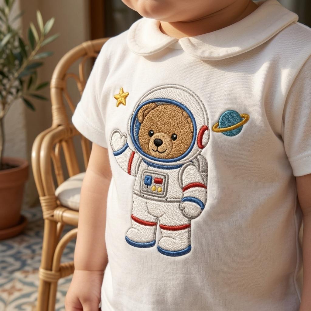 Astronaut Teddy Bear Embroidery Design, Space Bear Machine File, Nursery Baby Shower Pattern, 5 sizes, Digital Download - image 4