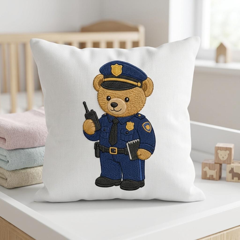 Police Teddy Bear Embroidery Design, Officer Bear Machine File, First Responder Career Pattern, 5 sizes, Digital Download - image 5