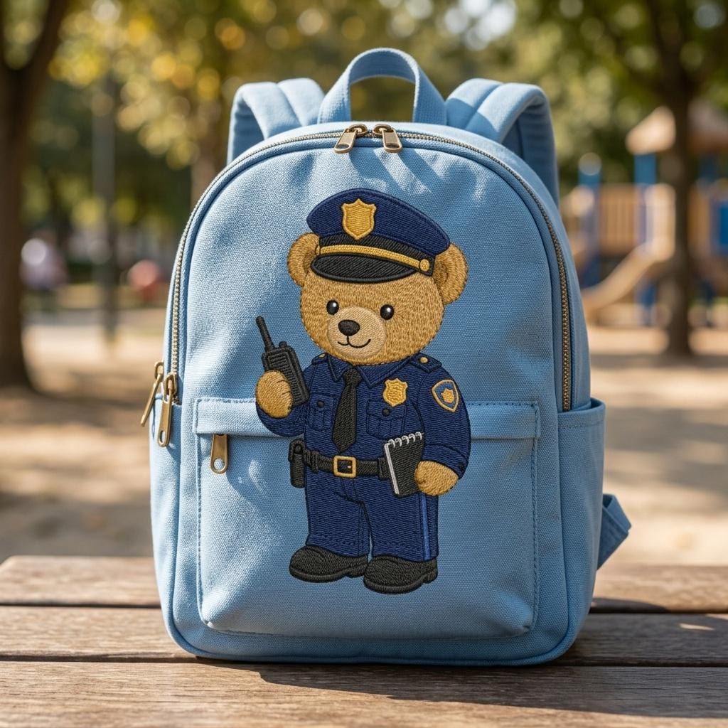 Police Teddy Bear Embroidery Design, Officer Bear Machine File, First Responder Career Pattern, 5 sizes, Digital Download - image 6