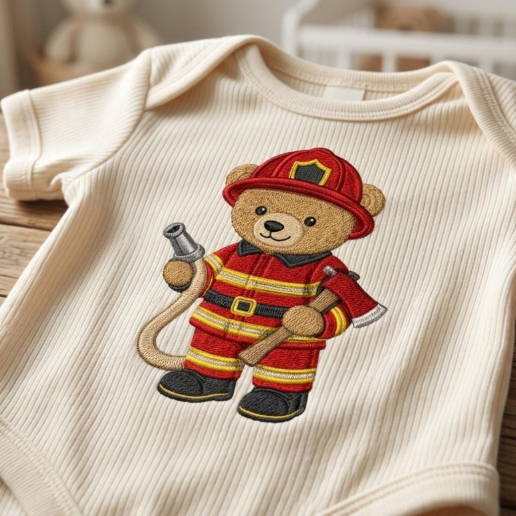 Firefighter Teddy Bear Embroidery Design, Fireman Bear Machine File, First Responder Pattern, 5 sizes, Digital Download - image 5
