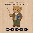 Teacher Teddy Bear Embroidery Design, School Bear Machine File, Classroom Job Embroidery Pattern, 5 sizes, Digital Download