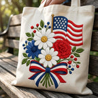 Patriotic Daisy Bouquet Embroidery Design, USA Flag Flower Machine File, 4th of July Pattern, 5 sizes, Digital Download - image 5
