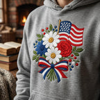Patriotic Daisy Bouquet Embroidery Design, USA Flag Flower Machine File, 4th of July Pattern, 5 sizes, Digital Download - image 7