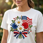 Patriotic Daisy Bouquet Embroidery Design, USA Flag Flower Machine File, 4th of July Pattern, 5 sizes, Digital Download - image 6
