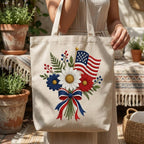 American Flag Floral Bouquet Embroidery Design, Patriotic Flower Bow Machine File, Summer Pattern, 5 sizes, Digital Download - image 6