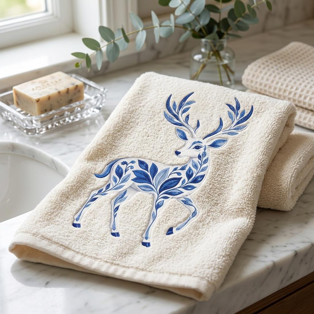 Chinoiserie Reindeer Embroidery File, Elegant Winter Deer Design, Woodland Animal Stitch, Holiday Pattern, 5 sizes, Digital Download - image 3