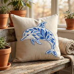 Chinoiserie Dolphin Embroidery Design, Blue Ocean Dolphin, Decorative Sea Creature File, Nautical Coastal Stitch, 5 sizes, Digital Download - image 6
