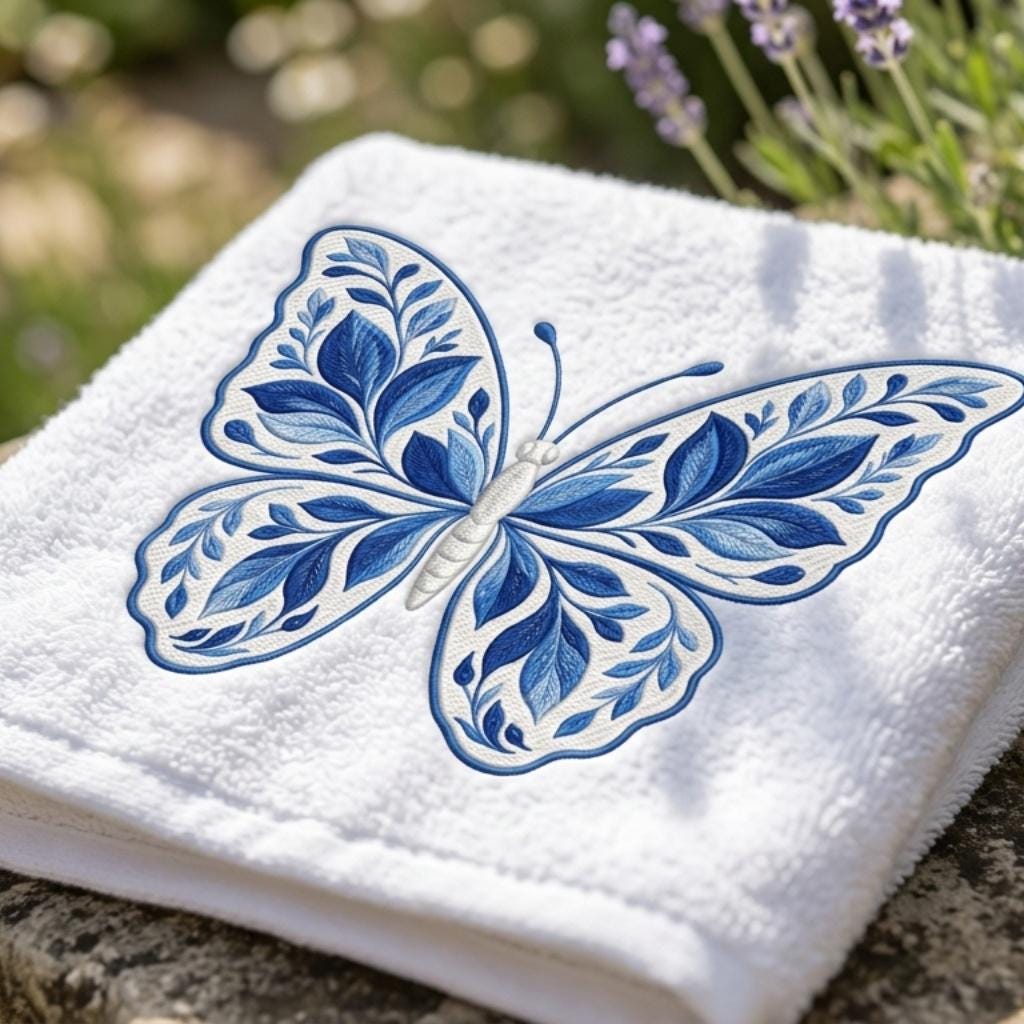 Chinoiserie Butterfly Embroidery File, Ornate Chinoiserie Floral Butterfly, Decorative Garden Nature Stitch, 5 sizes, Digital Download - image 4