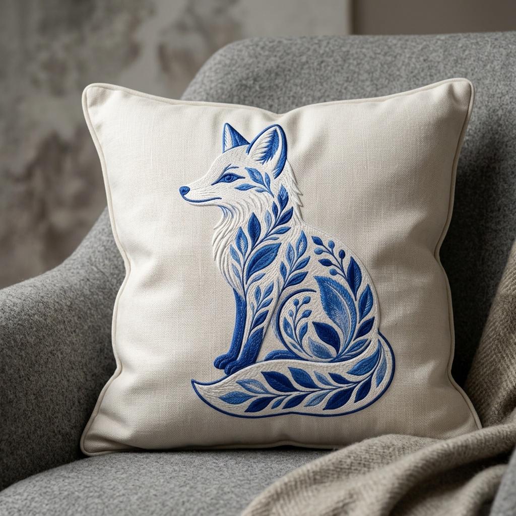 Chinoiserie Woodland Fox Embroidery Design, Forest Animal Embroidery File, Nature-Inspired Decorative Stitch Art, 5 sizes, Digital Download - image 3