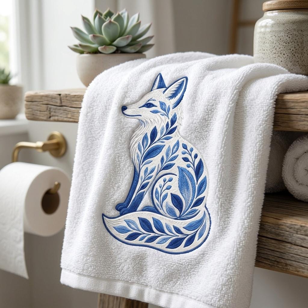 Chinoiserie Woodland Fox Embroidery Design, Forest Animal Embroidery File, Nature-Inspired Decorative Stitch Art, 5 sizes, Digital Download - image 5