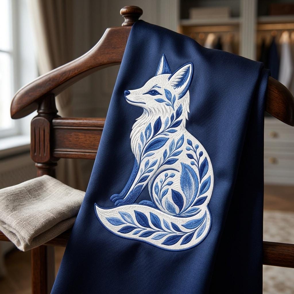 Chinoiserie Woodland Fox Embroidery Design, Forest Animal Embroidery File, Nature-Inspired Decorative Stitch Art, 5 sizes, Digital Download - image 7