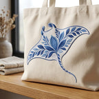 Chinoiserie Stingray Embroidery File, Ornate Ocean Fish, Blue Floral Stingray, Coastal Sea Life Decorative Stitch, 5 sizes, Digital Download - image 4