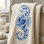 Chinoiserie Seahorse Embroidery File, Ornate Blue Seahorse Machine Embroidery, Coastal Ocean Decorative Stitch, 5 sizes, Digital Download - image 4