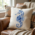 Chinoiserie Seahorse Embroidery File, Ornate Blue Seahorse Machine Embroidery, Coastal Ocean Decorative Stitch, 5 sizes, Digital Download - image 6