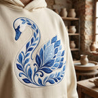 Chinoiserie Swan Embroidery File, Ornate Blue Swan Machine Embroidery, Elegant Decorative Bird Stitch, 5 sizes, Digital Download - image 7