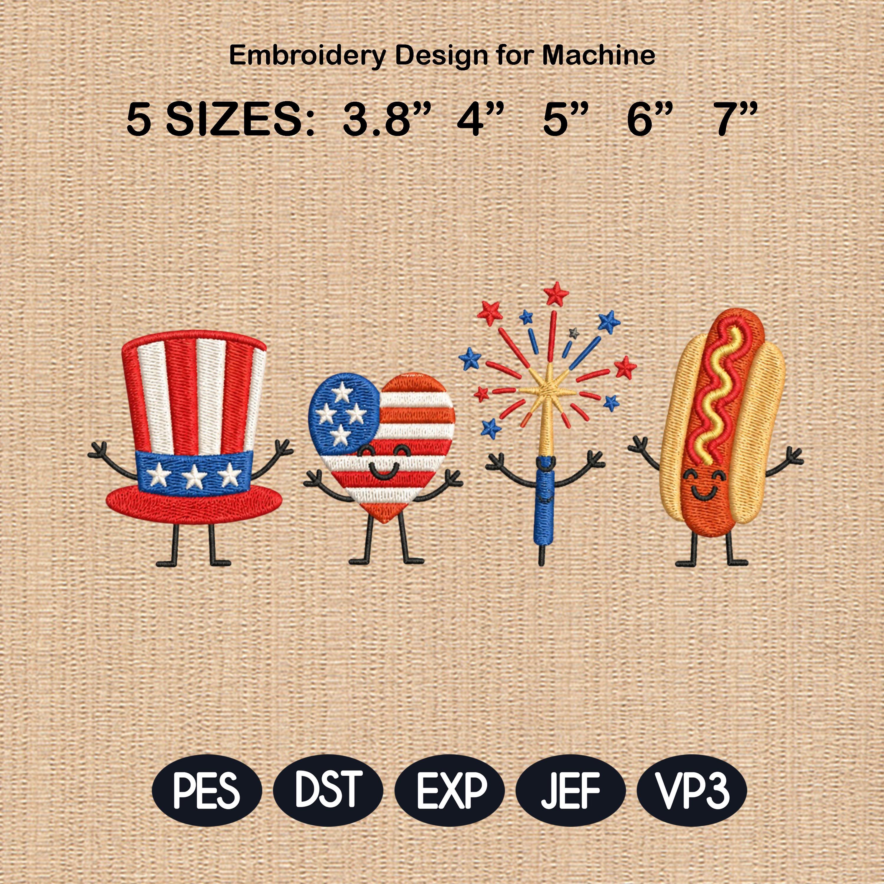 USA 4th Of July Mini Embroidery, Patriotic Icons Machine Embroidery File, Independence Day USA Mini Embroidery, 5 sizes, Digital Download