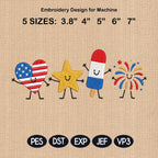 Patriotic 4th Of July Mini Icons Embroidery, USA Independence Day Machine Embroidery File, Mini Flag Embroidery, 5 sizes, Digital Download