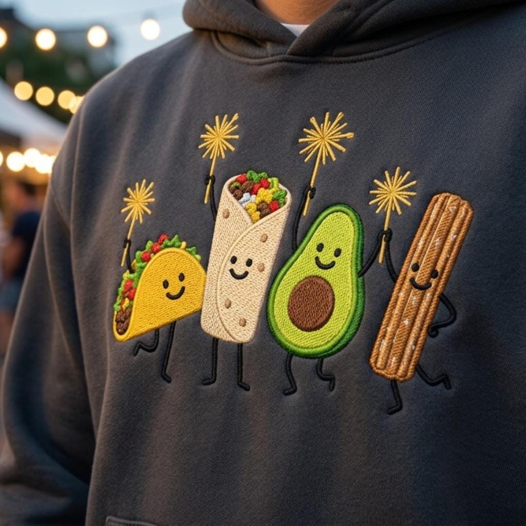 Funny Summer Food Embroidery, Taco Avocado Hotdog, Cute BBQ Machine Embroidery, Patriotic Summer Bundle, 5 sizes, Digital Download - image 4