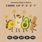 Funny Summer Food Embroidery, Taco Avocado Hotdog, Cute BBQ Machine Embroidery, Patriotic Summer Bundle, 5 sizes, Digital Download