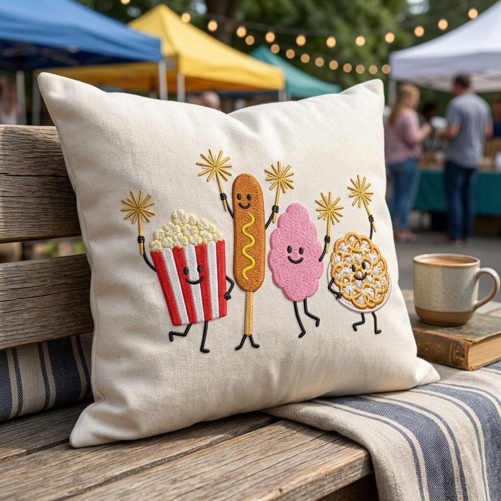 Funny Summer Snack Embroidery, Popcorn Hotdog Pretzel, Cute Patriotic Food Design, 5 sizes, Digital Download - image 3