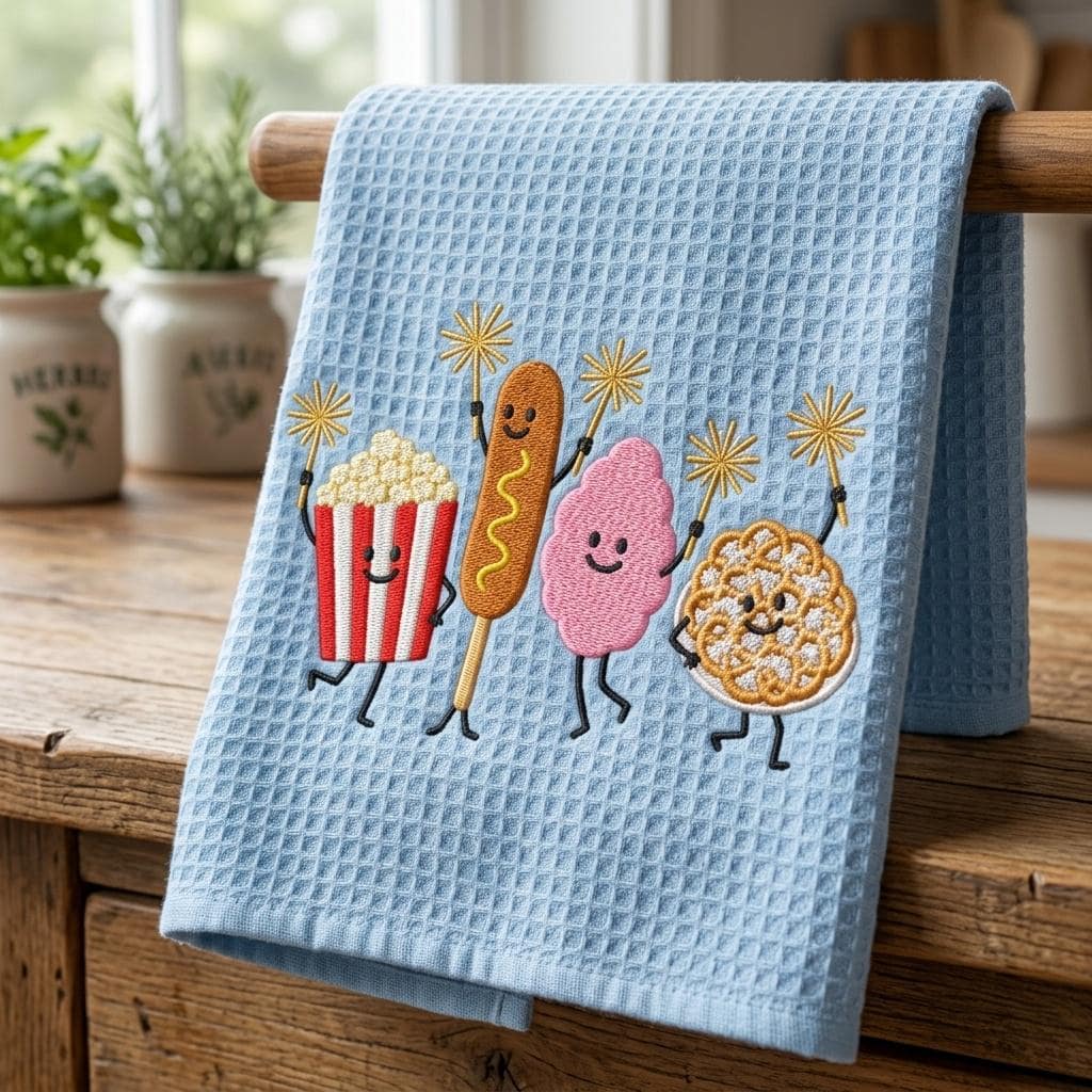 Funny Summer Snack Embroidery, Popcorn Hotdog Pretzel, Cute Patriotic Food Design, 5 sizes, Digital Download - image 5