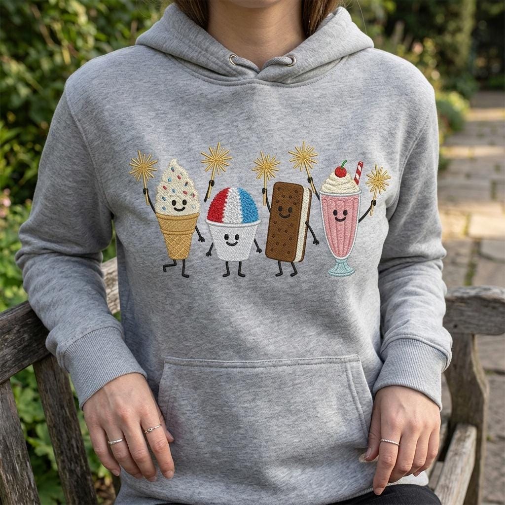 Funny Ice Cream Cupcake S’mores Embroidery, Cute Summer Food Machine Design, Patriotic Bundle, 5 sizes, Digital Download - image 5