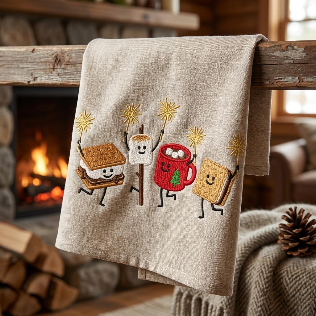 Funny Summer S’mores Embroidery, Cute Marshmallow Cocoa Mug, Happy Food Machine Embroidery Design, 5 sizes, Digital Download - image 3