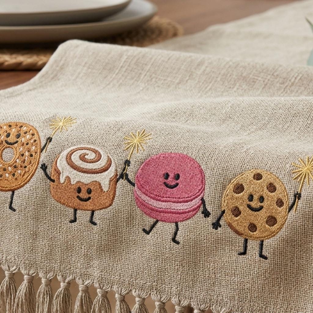 Funny Cute Summer Dessert Embroidery Design, Donut Cinnamon Roll Macaron Cookie, Funny Food Machine Embroidery, 5 sizes, Digital Download - image 7