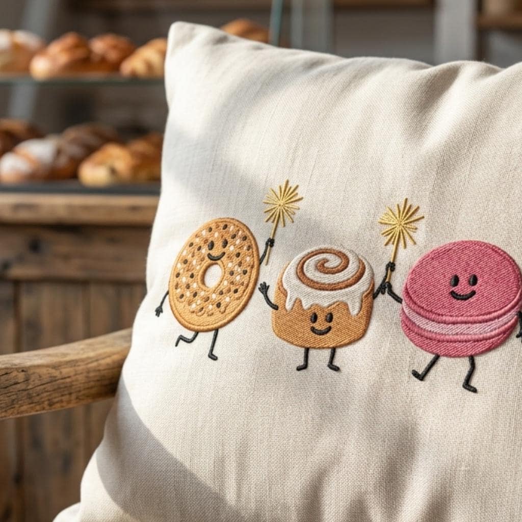 Funny Cute Summer Dessert Embroidery Design, Donut Cinnamon Roll Macaron Cookie, Funny Food Machine Embroidery, 5 sizes, Digital Download - image 6