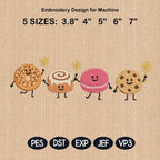 Funny Cute Summer Dessert Embroidery Design, Donut Cinnamon Roll Macaron Cookie, Funny Food Machine Embroidery, 5 sizes, Digital Download