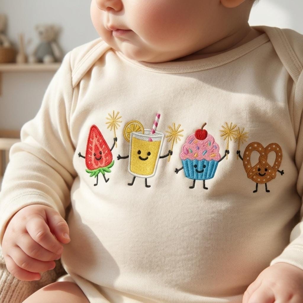 Funny Patriotic Summer Food Embroidery, Strawberry Lemonade Cupcake Pretzel, Cute BBQ Machine Embroidery Design, 5 sizes, Digital Download - image 4