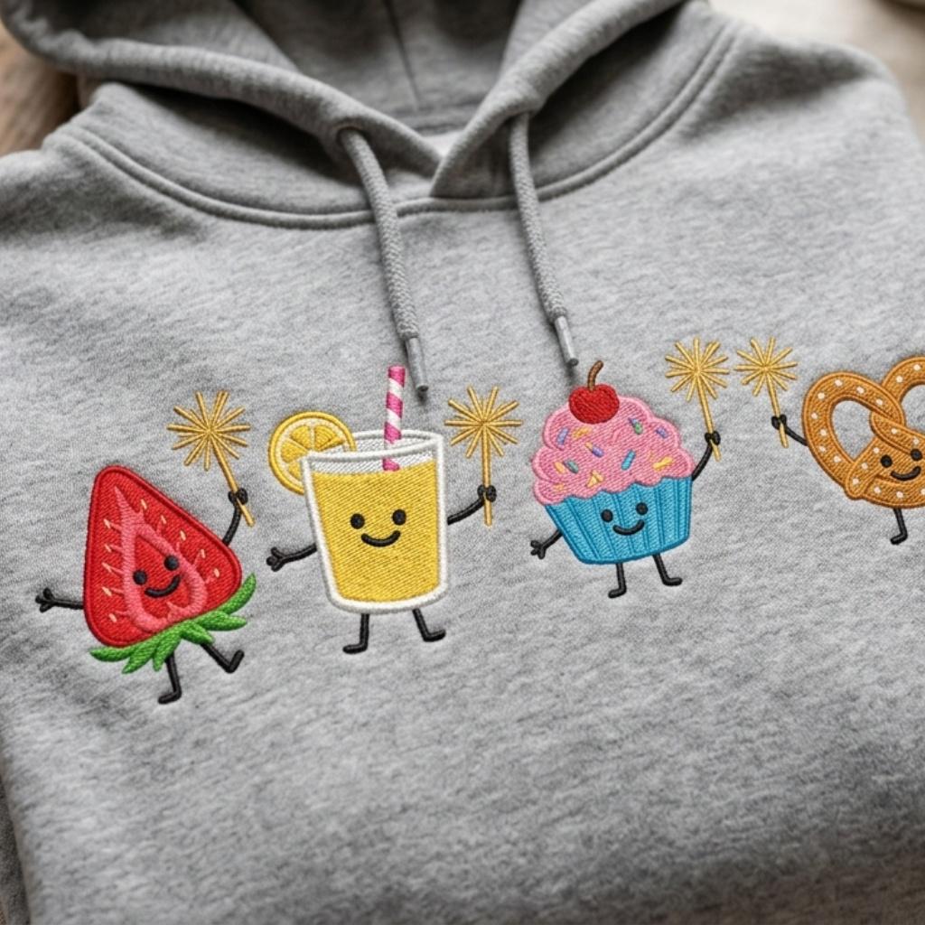 Funny Patriotic Summer Food Embroidery, Strawberry Lemonade Cupcake Pretzel, Cute BBQ Machine Embroidery Design, 5 sizes, Digital Download - image 3
