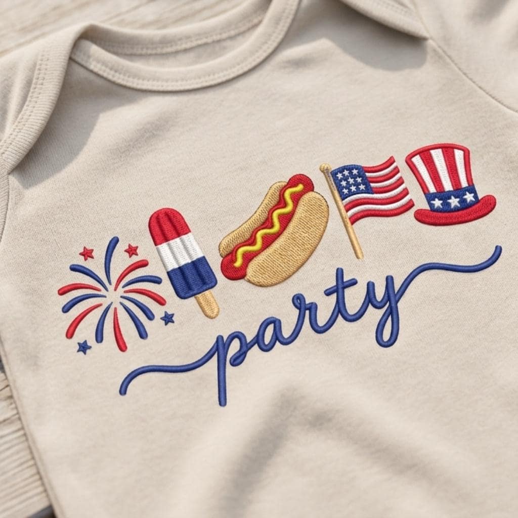 Patriotic 4th of July Embroidery File, American Icons Design, Stars & Fireworks Party, Machine Embroidery, 5 sizes, Digital Download - image 3