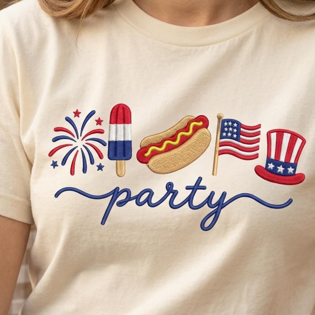 Patriotic 4th of July Embroidery File, American Icons Design, Stars & Fireworks Party, Machine Embroidery, 5 sizes, Digital Download - image 6