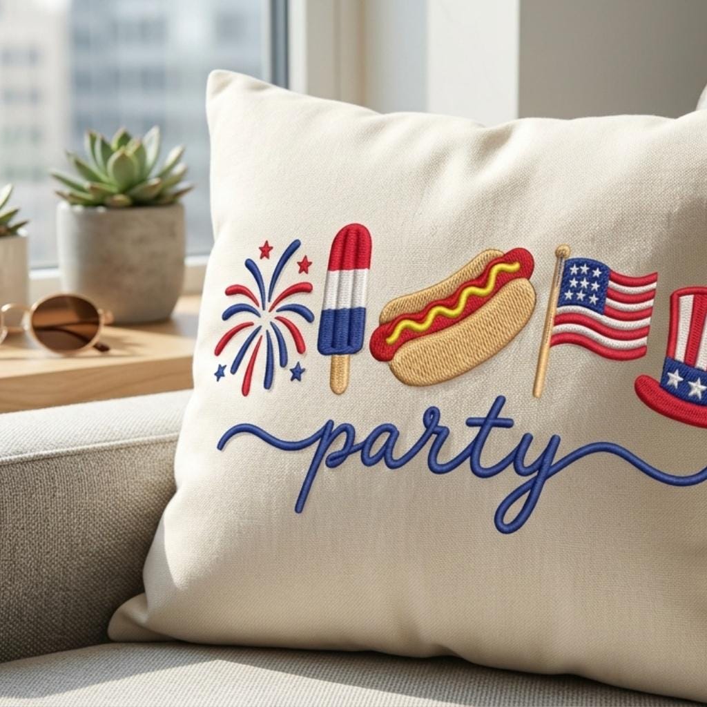 Patriotic 4th of July Embroidery File, American Icons Design, Stars & Fireworks Party, Machine Embroidery, 5 sizes, Digital Download - image 7