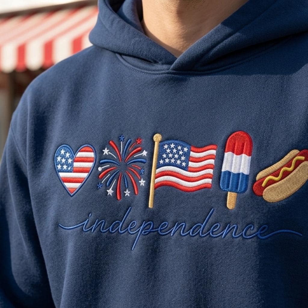 American Independence Day Embroidery Design, 4th of July Patriotic Icons, Hotdog Flag Popsicle, Machine Embroidery,5 sizes, Digital Download - image 5