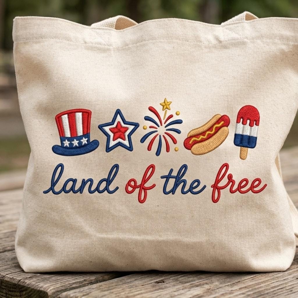 Land of the Free Embroidery File, Patriotic 4th of July Design, USA Flag Hotdog Popsicle, Machine Embroidery, 5 sizes, Digital Download - image 6