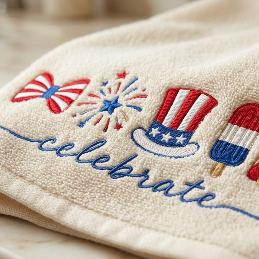 Celebrate America Stars Hat Bow Popsicle Hot Dog Embroidery File, Patriotic 4th July Independence Day USA Icons, 5 sizes, Digital Download - image 7