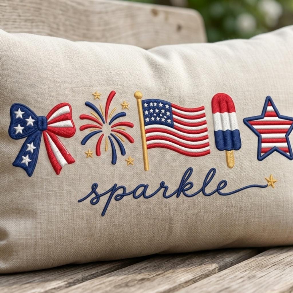 Sparkle Patriotic Bow Fireworks USA Flag Popsicle Hot Dog Embroidery File, 4th July Independence Day Machine, 5 sizes, Digital Download - image 5