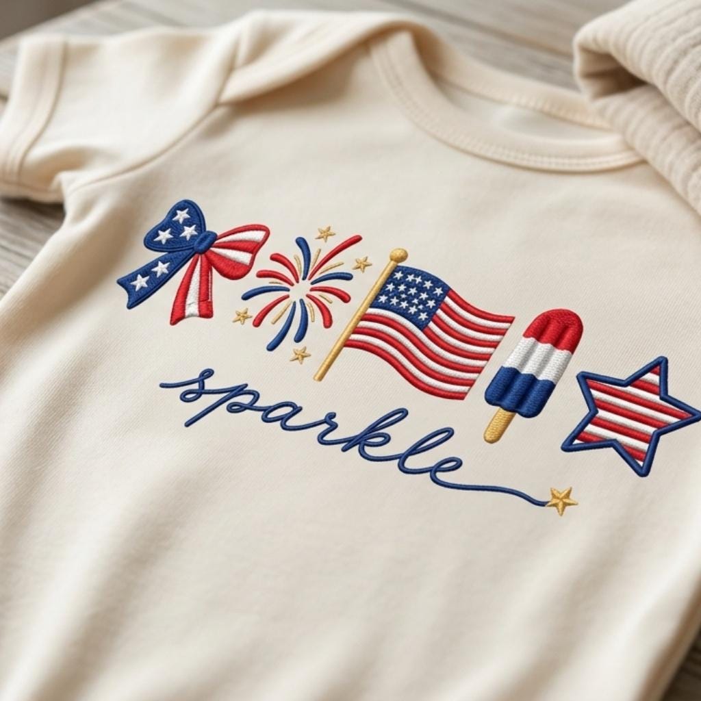 Sparkle Patriotic Bow Fireworks USA Flag Popsicle Hot Dog Embroidery File, 4th July Independence Day Machine, 5 sizes, Digital Download - image 3