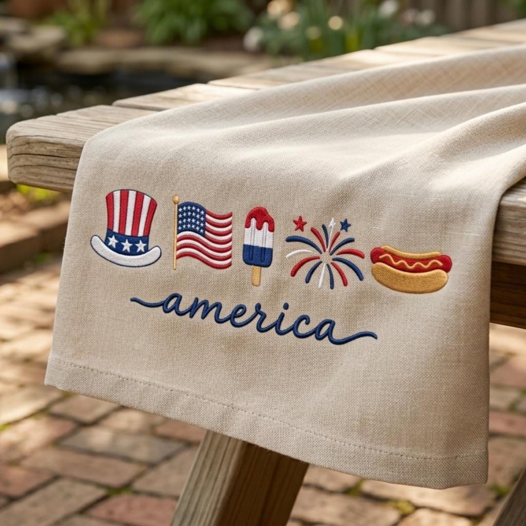 America Fireworks Bow USA Flag Popsicle Hot Dog Star Embroidery File, Patriotic 4th July Independence Day Machine, 5 sizes, Digital Download - image 4