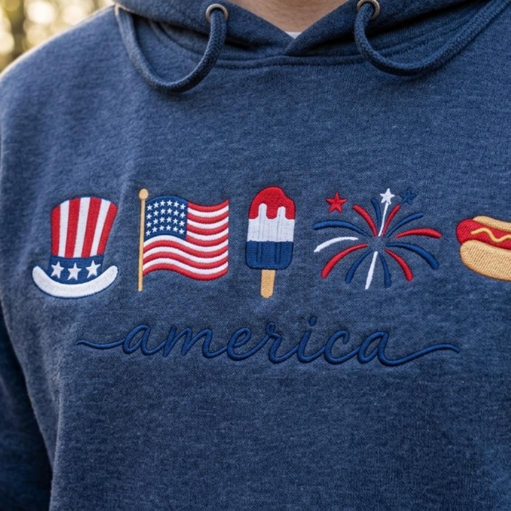America Fireworks Bow USA Flag Popsicle Hot Dog Star Embroidery File, Patriotic 4th July Independence Day Machine, 5 sizes, Digital Download - image 5